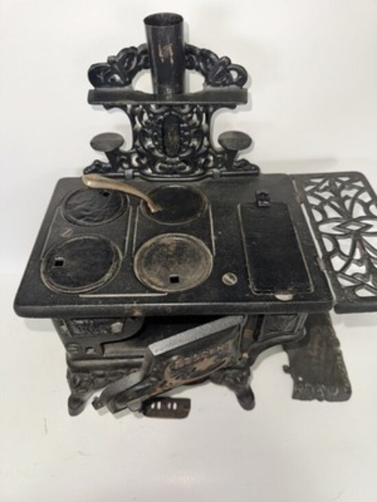 Antique Crescent Cast Iron Toy Stove Miniature Victorian Cook Stove